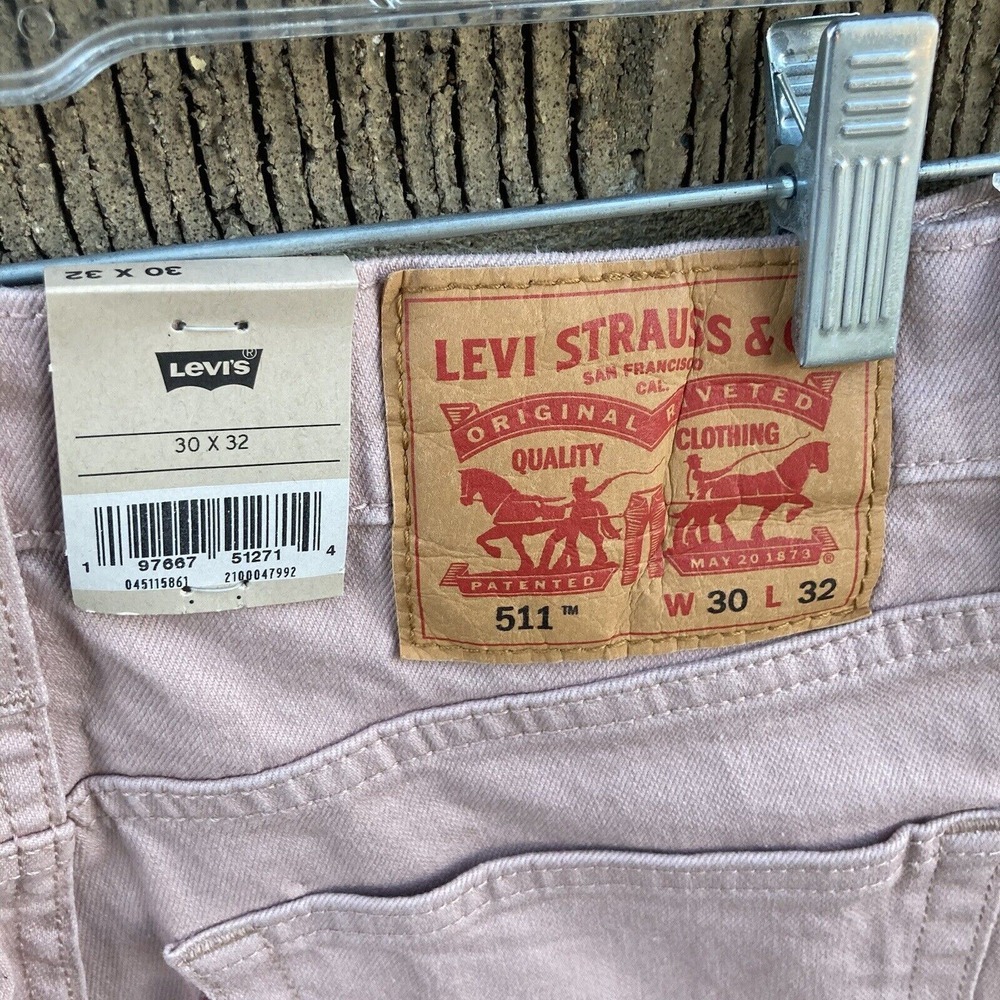 Levis 511 Slim Stretch Ease Denim Jeans Salmon Pink‎ Men Size 30X32 New - Picture 5 of 8